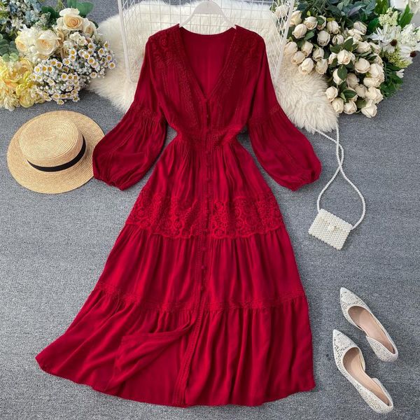 casual dresses ins travel holiday national autumn winter women's v-neck lace stitched button-down high waist dress elegant vestidos k40, Black;gray
casual dresses ins travel holiday national autumn winter women's v-neck lace stitched button-down high waist dress elegant vestidos k40, Black;gray