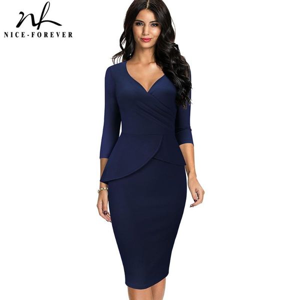 nice-forever spring women vintage solid color elegant office dresses business formal fitted slim peplum dress b611 casual, Black;gray
nice-forever spring women vintage solid color elegant office dresses business formal fitted slim peplum dress b611 casual, Black;gray