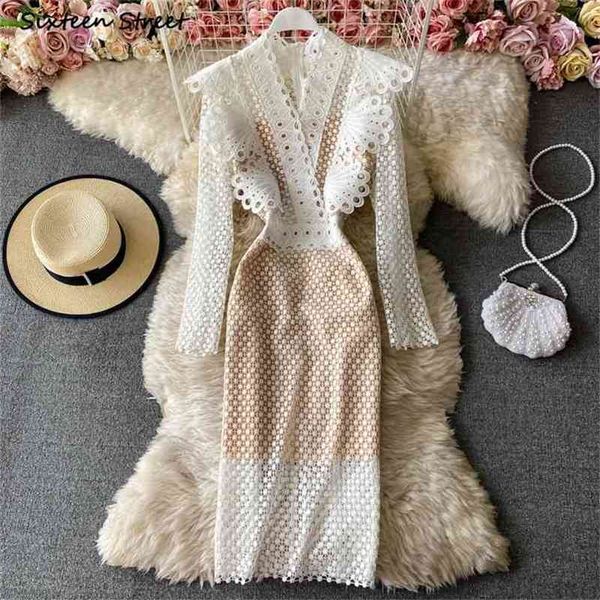 v-neck lace dress woman vintage hollow out runway vestidos es spring autumn ruffles elegant party female 210603, Black;gray
v-neck lace dress woman vintage hollow out runway vestidos es spring autumn ruffles elegant party female 210603, Black;gray