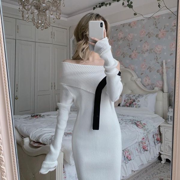 casual dresses slash neck knitted dress women patchwork ribbed sweater mini slim white vestido de mujer off shoulder, Black;gray
casual dresses slash neck knitted dress women patchwork ribbed sweater mini slim white vestido de mujer off shoulder, Black;gray
