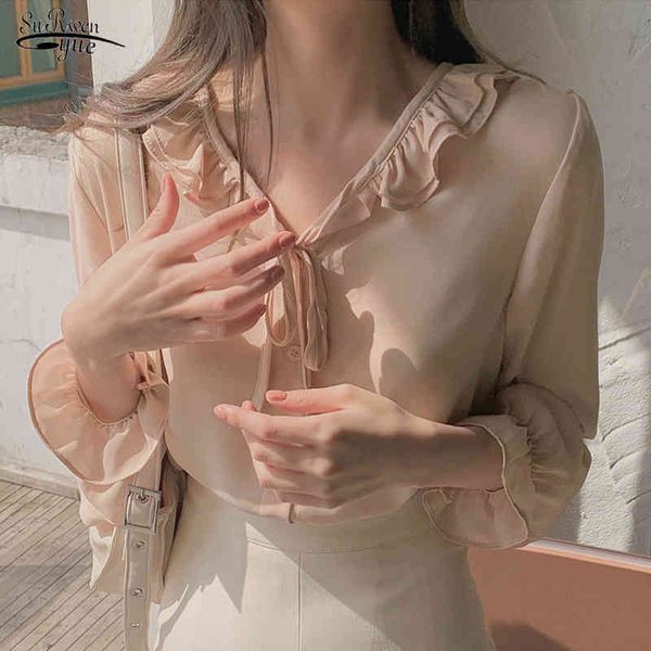 spring autumn sweet korean shirt v-neck long sleeve elegant blouse women solid color casual fashion blusas mujer 14041 210521, White
spring autumn sweet korean shirt v-neck long sleeve elegant blouse women solid color casual fashion blusas mujer 14041 210521, White