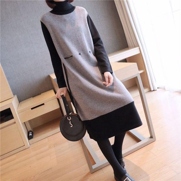 casual dresses turtleneck thick pullover sweater autumn and winter dress women's fashion long paragraph patchwork knit warm f2327, Black;gray
casual dresses turtleneck thick pullover sweater autumn and winter dress women's fashion long paragraph patchwork knit warm f2327, Black;gray