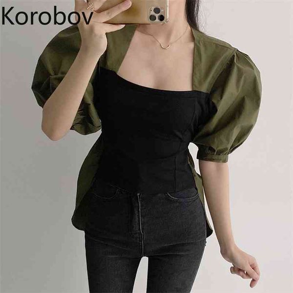 korobov korean hit color patchwork square collar women shirts new arrival streetwear blouses women vintage summer shirts 210430, White
korobov korean hit color patchwork square collar women shirts new arrival streetwear blouses women vintage summer shirts 210430, White