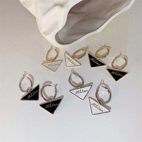 hoop & huggie trendy creative white black triangle drip glaze letter pattern metal drop dangle earrings for women girls jewelry accessorie, Golden;silver
hoop & huggie trendy creative white black triangle drip glaze letter pattern metal drop dangle earrings for women girls jewelry accessorie, Golden;silver
