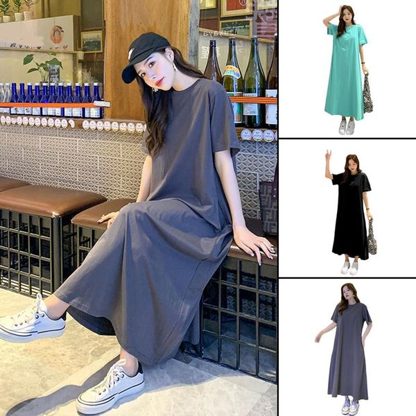 yoga outfit women oversize solid color dress short sleeved round collar loose vintage long party beach sundress for summer too789
yoga outfit women oversize solid color dress short sleeved round collar loose vintage long party beach sundress for summer too789