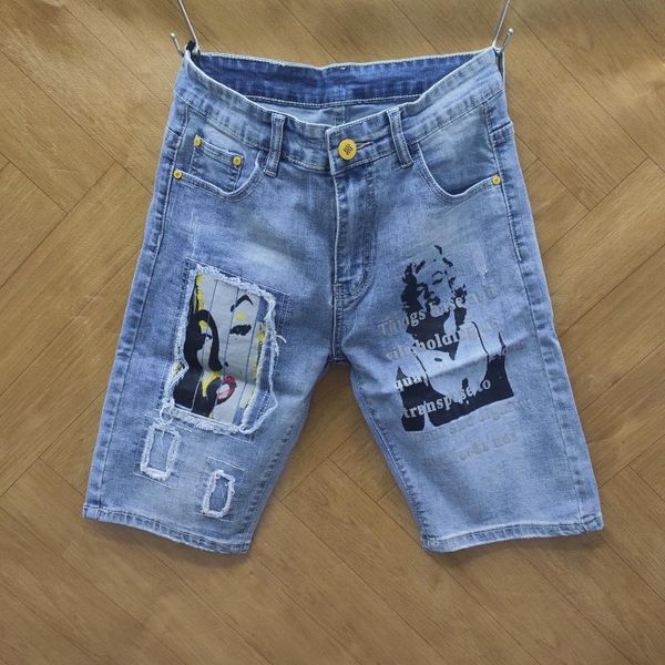men's jeans street fashion men jean short paint designer punk ripped denim straight graphic summer hip hop, Blue
men's jeans street fashion men jean short paint designer punk ripped denim straight graphic summer hip hop, Blue