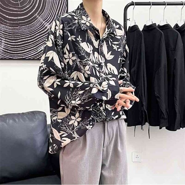 men's casual shirts spring autumn flower fashion printed men streetwear korean loose long sleeve mens dress ekj3, White;black
men's casual shirts spring autumn flower fashion printed men streetwear korean loose long sleeve mens dress ekj3, White;black