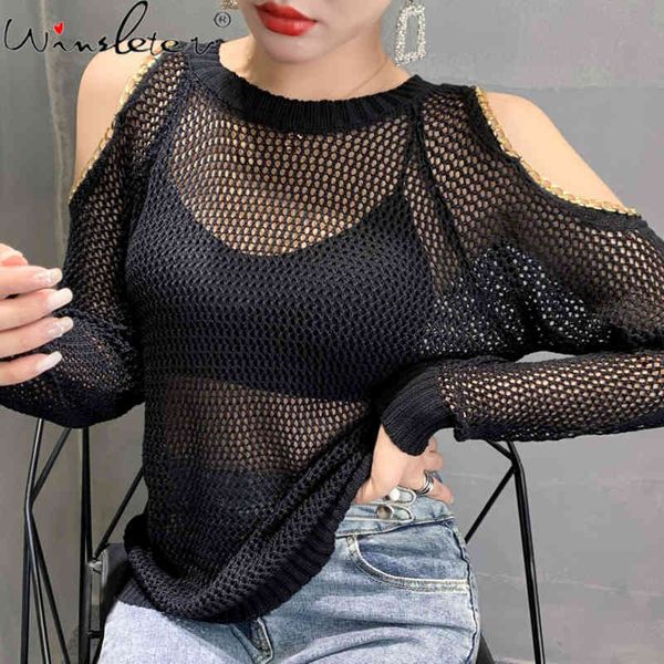 women's knits & tees fall winter european clothes knitted sweater thin fashion off shoulder chain hollow out womens pullovers, White
women's knits & tees fall winter european clothes knitted sweater thin fashion off shoulder chain hollow out womens pullovers, White