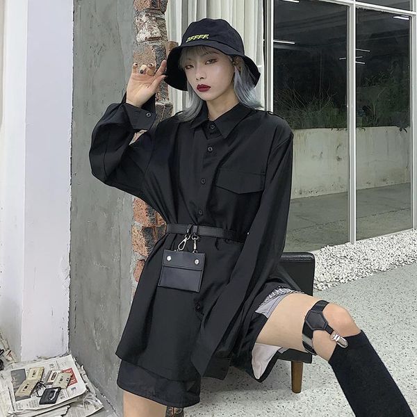 gothic punk vintage harajuku ladies with belt bags black long sleeve button casual streetwear cool womens and blouses women's & shirts, White
gothic punk vintage harajuku ladies with belt bags black long sleeve button casual streetwear cool womens and blouses women's & shirts, White