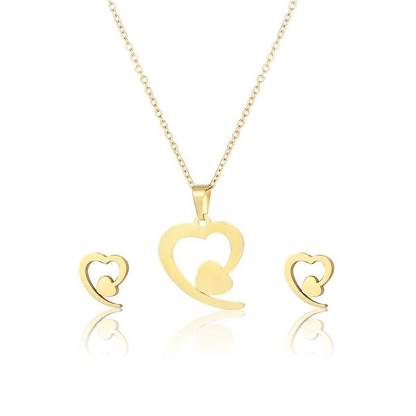 earrings & necklace korean fashion stainless steel hollow heart jewelry set cute gold color double earring for women friend gift, Silver
earrings & necklace korean fashion stainless steel hollow heart jewelry set cute gold color double earring for women friend gift, Silver