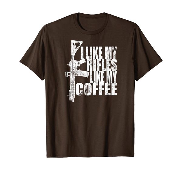i like my rifles like my coffee t-shirt, White;black