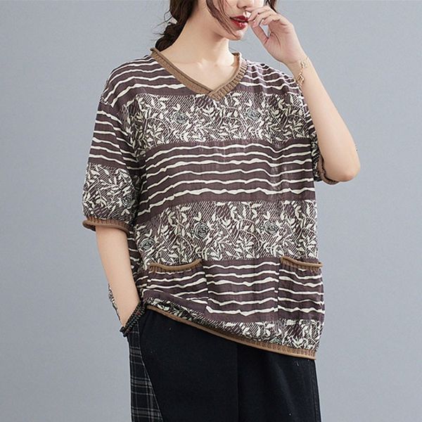 women cotton linen casual t-shirts new arrival summer vintage style v-neck floral print loose female tees s3587 210412, White
women cotton linen casual t-shirts new arrival summer vintage style v-neck floral print loose female tees s3587 210412, White