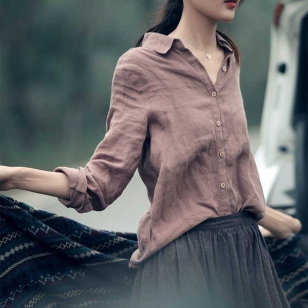 women's blouses & shirts spring korean fashion women long sleeve loose casual vintage cotton linen femm hrvm, White
women's blouses & shirts spring korean fashion women long sleeve loose casual vintage cotton linen femm hrvm, White