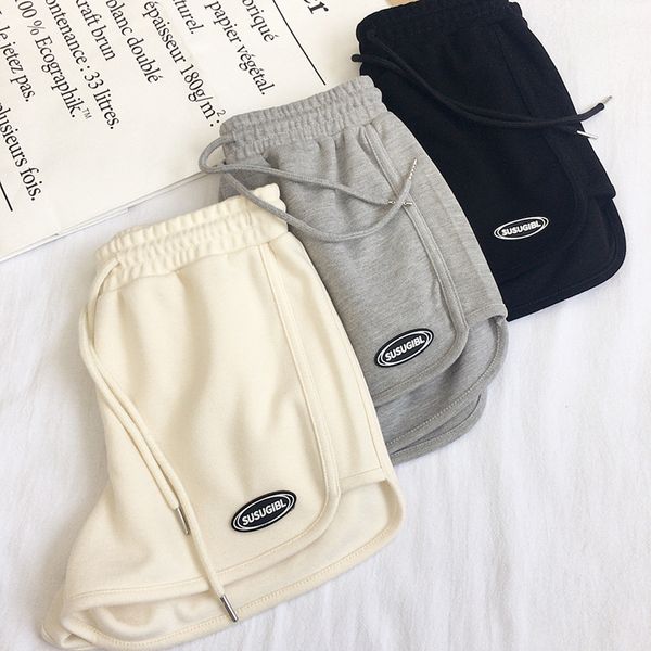 women's shorts yifan sports with leather label summer loose tether student 2021 new female home casual pants, White;black
women's shorts yifan sports with leather label summer loose tether student 2021 new female home casual pants, White;black