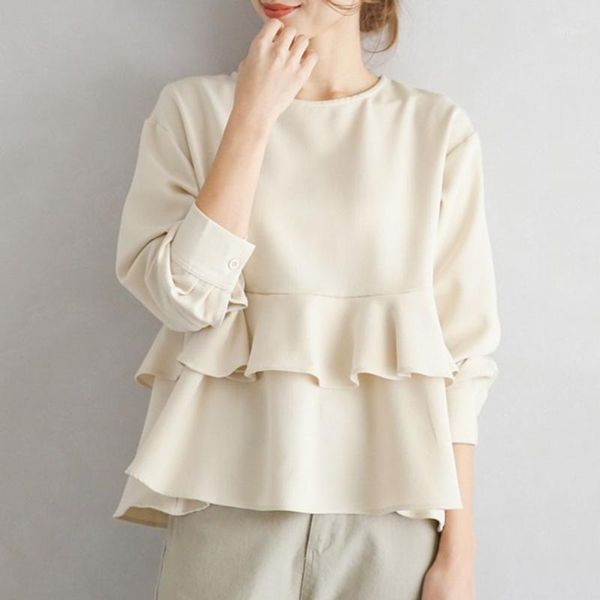 casual spring women blouse ruffle falbala korean japan standard loose 2021 female long sleeve plain shirt young girl tee women's, White
casual spring women blouse ruffle falbala korean japan standard loose 2021 female long sleeve plain shirt young girl tee women's, White