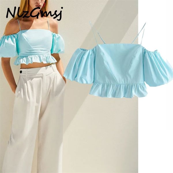 blouse woman ruffle crop women summer short puff sleeve off shoulder female retro strap tunics 04 210628, White
blouse woman ruffle crop women summer short puff sleeve off shoulder female retro strap tunics 04 210628, White