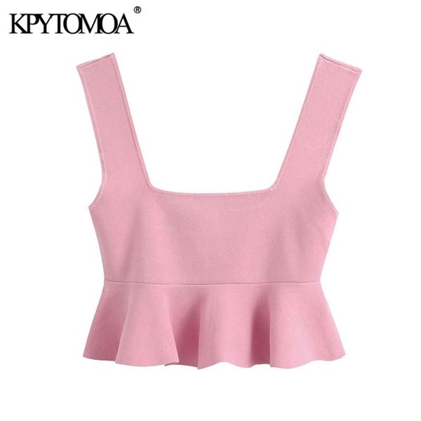 women sweet fashion ruffled cropped knitted blouses square collar sleeveless straps female shirts chic 210420, White
women sweet fashion ruffled cropped knitted blouses square collar sleeveless straps female shirts chic 210420, White