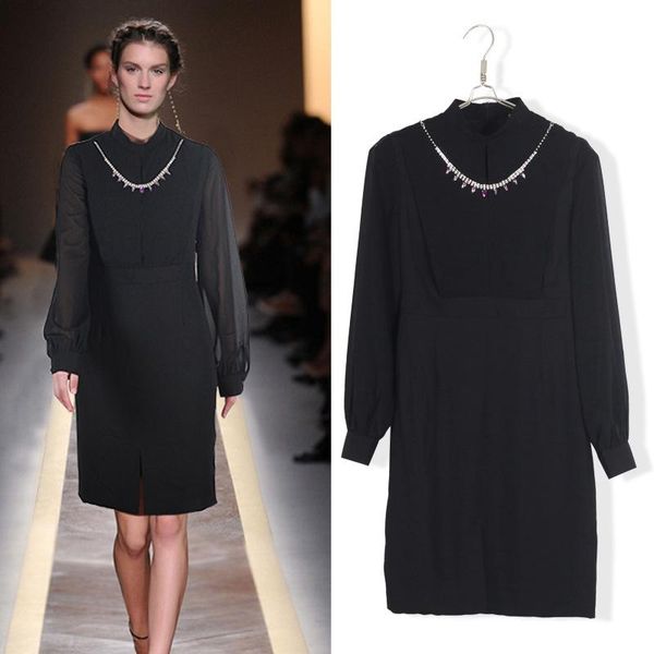 casual dresses l-5xl plus size women chiffon dress 2021 autumn beading patchwork elegant vestidos lantern sleeve female clothing, Black;gray
casual dresses l-5xl plus size women chiffon dress 2021 autumn beading patchwork elegant vestidos lantern sleeve female clothing, Black;gray