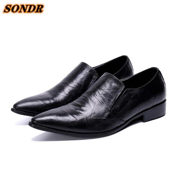 dress shoes elegant men formal genuine leather pointed toe slip on korean style business oxford zapatilla hombre, Black
dress shoes elegant men formal genuine leather pointed toe slip on korean style business oxford zapatilla hombre, Black