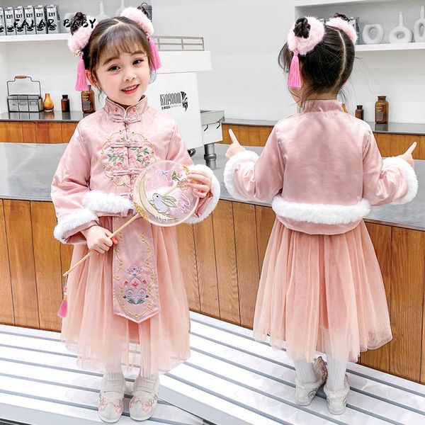 girl's dresses traditional chinese jacket dress costumes hanfu for girls ancient retro tang year suit winter cheongsam kimono toddler c, Red;yellow
girl's dresses traditional chinese jacket dress costumes hanfu for girls ancient retro tang year suit winter cheongsam kimono toddler c, Red;yellow