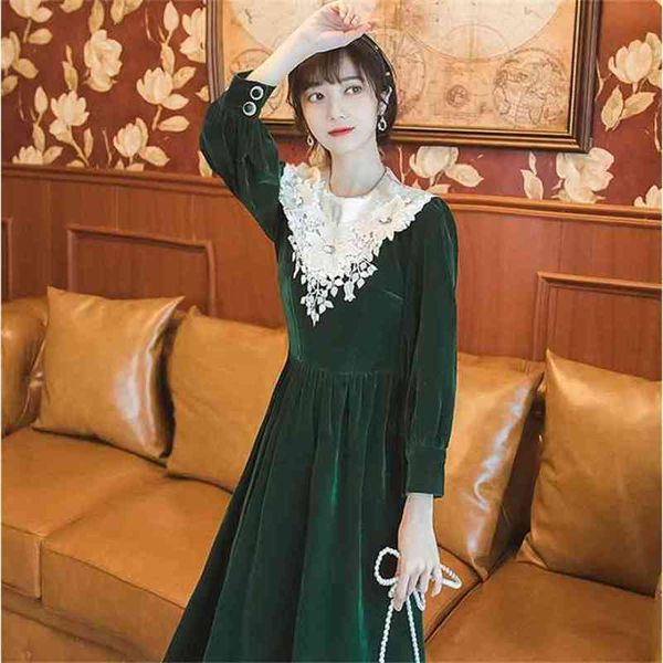 women vintage full sleeve evening party night velvet and lace mid-calf dress female vestidos elegant spring 210603, Black;gray
women vintage full sleeve evening party night velvet and lace mid-calf dress female vestidos elegant spring 210603, Black;gray