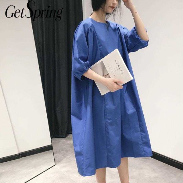 getspring women dress puff sleeve cotton shirt dresses loose casual plus size girls summer clothes 210601, Black;gray
getspring women dress puff sleeve cotton shirt dresses loose casual plus size girls summer clothes 210601, Black;gray