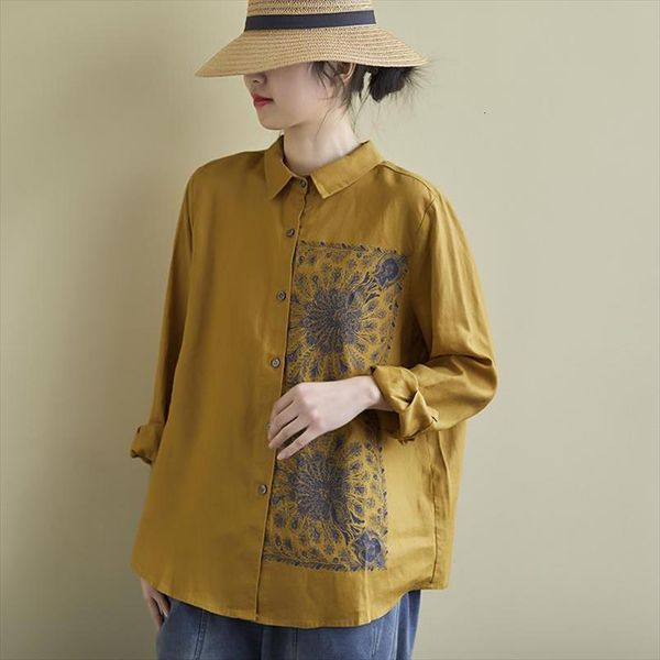 spring arts style women shirt long sleeve turn down collar casual cotton linen print vintage loose blouses plus size s296, White
spring arts style women shirt long sleeve turn down collar casual cotton linen print vintage loose blouses plus size s296, White