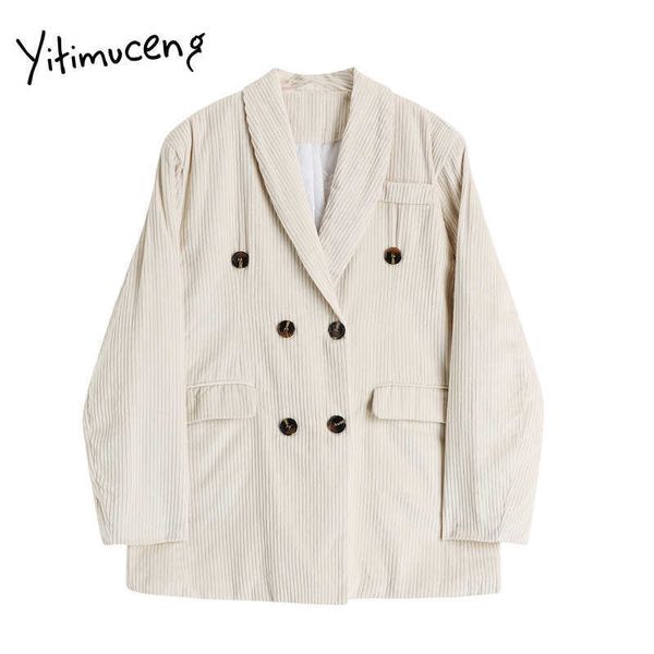 yitimuceng corduroy blazer women double breasted suit clothing fall jacket beige notched solid button casual green jacket 210601, White;black
yitimuceng corduroy blazer women double breasted suit clothing fall jacket beige notched solid button casual green jacket 210601, White;black
