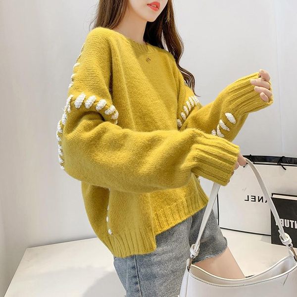 women's sweaters hsa autumn korean style women red loose design round neck pullover short chic sweater jumpers for, White;black
women's sweaters hsa autumn korean style women red loose design round neck pullover short chic sweater jumpers for, White;black