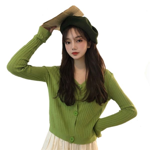 short cardigan women v-neck knitted sweater coat long sleeve single breasted with three buttons casual cardigans gd342 210506, White
short cardigan women v-neck knitted sweater coat long sleeve single breasted with three buttons casual cardigans gd342 210506, White