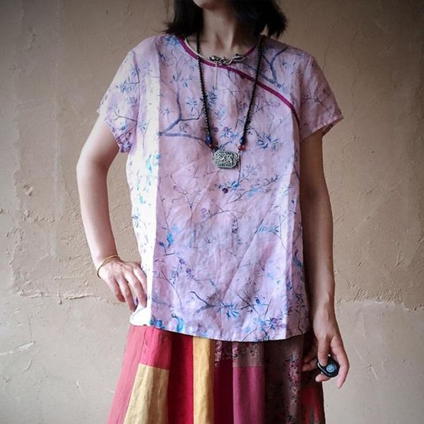 women's blouses & shirts qpfjqd women pink flower retro 2021 summer ramie female linen print o-neck loose chinese style short sleeve, White
women's blouses & shirts qpfjqd women pink flower retro 2021 summer ramie female linen print o-neck loose chinese style short sleeve, White