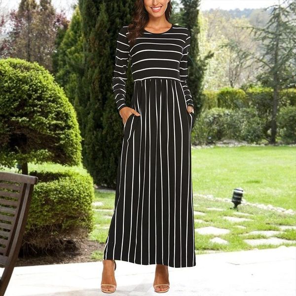 casual dresses elegant striped printed long sleeve flowy maxi dress o neck with pockets oversized evening office lady party, Black;gray
casual dresses elegant striped printed long sleeve flowy maxi dress o neck with pockets oversized evening office lady party, Black;gray