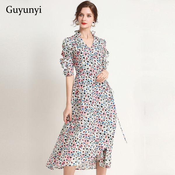 Floral Vintage Dress 2021 Summer Elegant Wrap Dress Simple Ruffled Neck Half Butterfly Sleeve Temperament Women Party Dress, Cx2304
Floral Vintage Dress 2021 Summer Elegant Wrap Dress Simple Ruffled Neck Half Butterfly Sleeve Temperament Women Party Dress, Cx2304