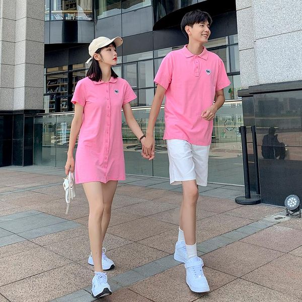 women's t-shirt short sleeved collar dress for men and women couples clothes clothing, White
women's t-shirt short sleeved collar dress for men and women couples clothes clothing, White