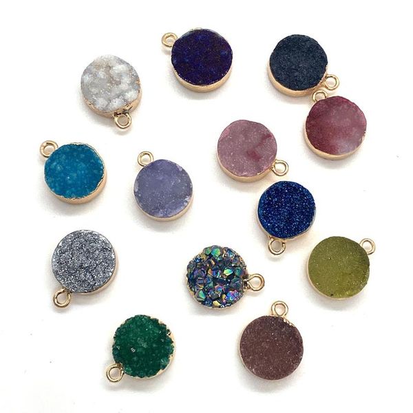 charms 1 piece of natural stone crystal pendant round necklace colorful diy jewelry making bracelet earrings party, Bronze;silver
charms 1 piece of natural stone crystal pendant round necklace colorful diy jewelry making bracelet earrings party, Bronze;silver