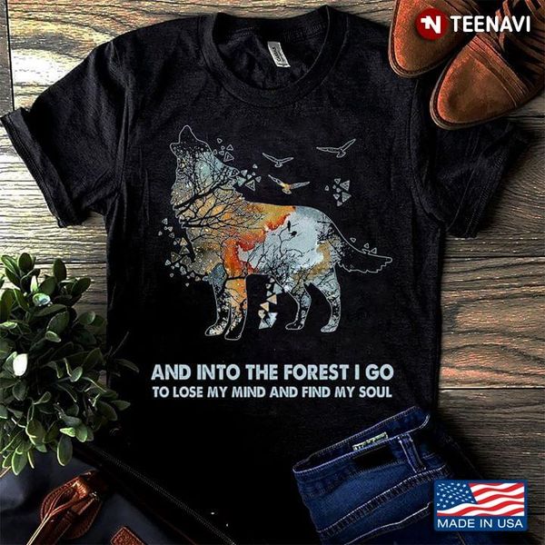 men's t-shirts a wolf and forest into the i go to lose my mind find soul, White;black
men's t-shirts a wolf and forest into the i go to lose my mind find soul, White;black