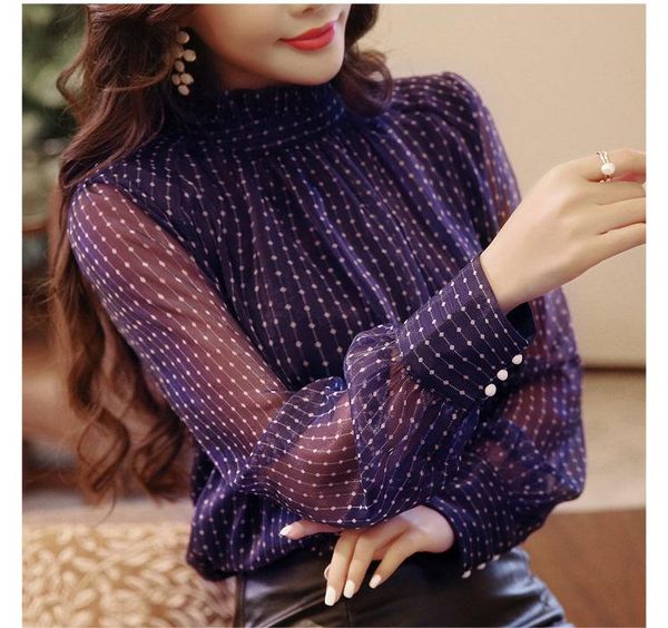 women's blouses & shirts women casual basic spring autumn blouse shirt long sleeve dots turtleneck plus size s~xxl, White
women's blouses & shirts women casual basic spring autumn blouse shirt long sleeve dots turtleneck plus size s~xxl, White