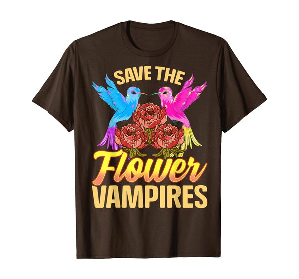save the flower vampires adorable hummingbird pun t-shirt, White;black