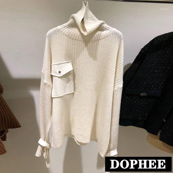 women's sweaters 2021 autumn fashion pullover ladies pu pocket patchwork sweater thin full sleeve turtleneck knitwear, White;black
women's sweaters 2021 autumn fashion pullover ladies pu pocket patchwork sweater thin full sleeve turtleneck knitwear, White;black