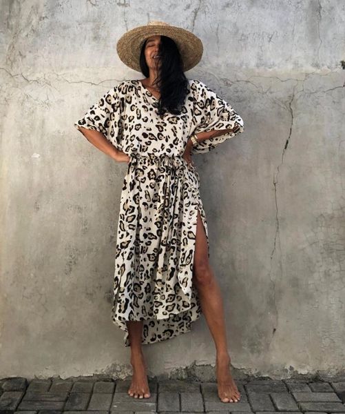 leopard caftan dress plus size vacation outfits summer beach cover up vestido para playa maxi women's swimwear, White;black
leopard caftan dress plus size vacation outfits summer beach cover up vestido para playa maxi women's swimwear, White;black
