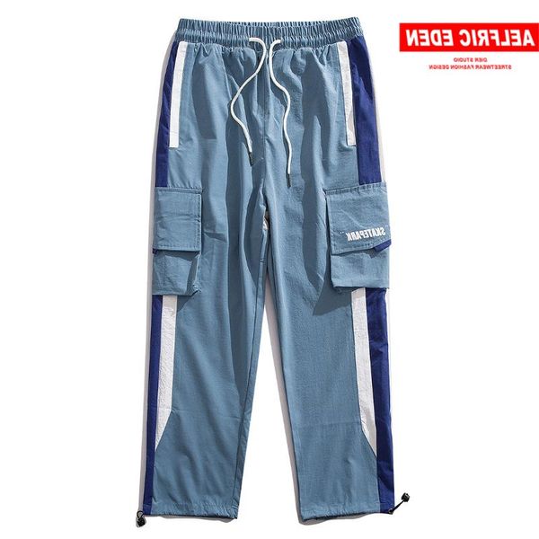 men's pants hip hop patchwork side stripe cargo mens fashion harajuku streetwear casual joggers male harem track trousers, Black
men's pants hip hop patchwork side stripe cargo mens fashion harajuku streetwear casual joggers male harem track trousers, Black