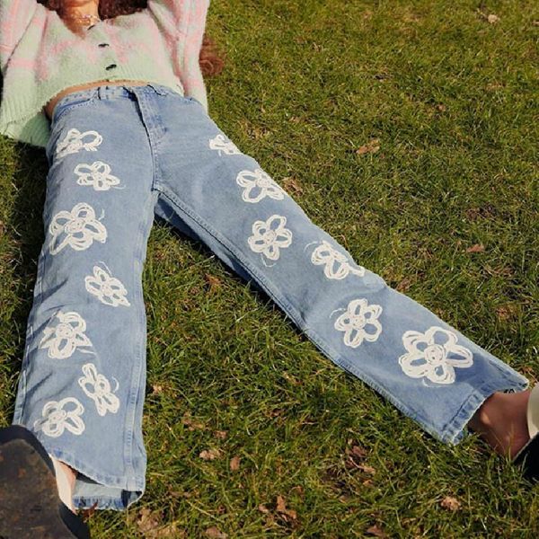 women's jeans trendy fashion straight floral high waist wild women ladies casual streetwear stylish y2k denim pants for spring autumn, Blue
women's jeans trendy fashion straight floral high waist wild women ladies casual streetwear stylish y2k denim pants for spring autumn, Blue