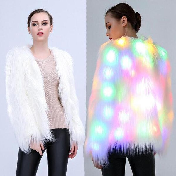women's fur & faux zoulv winter warm festival party club overcoat women led light christmas costumes cosplay fluffy jacket outwear, Black
women's fur & faux zoulv winter warm festival party club overcoat women led light christmas costumes cosplay fluffy jacket outwear, Black