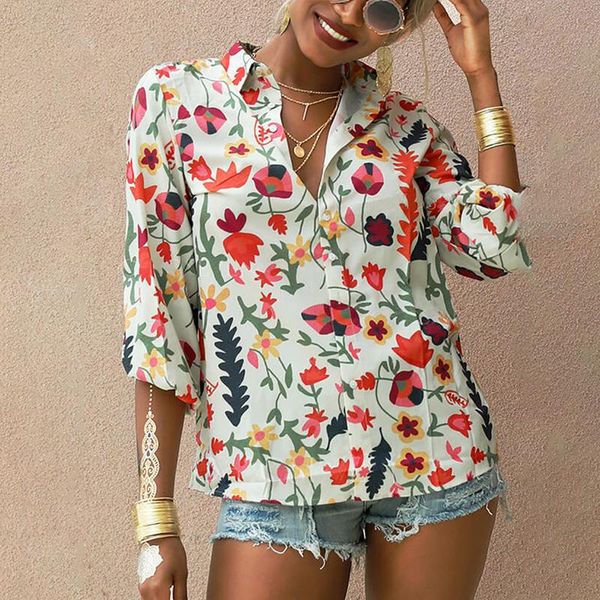 women's blouses & shirts womens flower print blouse turn-down collar long sleeve workout casual loose tees elegant clothing blusas, White
women's blouses & shirts womens flower print blouse turn-down collar long sleeve workout casual loose tees elegant clothing blusas, White