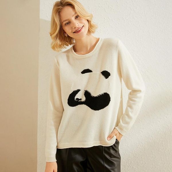 women's sweaters 2021 autumn and winter panda pattern cashmere sweater with curled round neckline pullover loose knit bottomi, White;black
women's sweaters 2021 autumn and winter panda pattern cashmere sweater with curled round neckline pullover loose knit bottomi, White;black