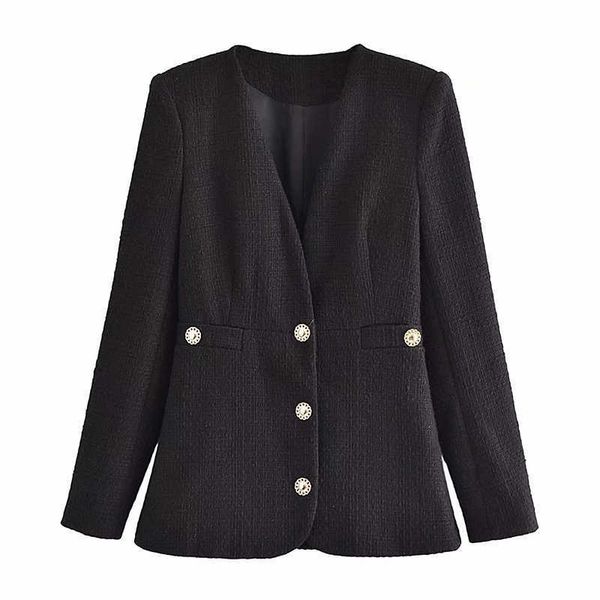 yenkye est women vintage black tweed blazer elegant lady office suit jacket female single breasted v neck business chic 210927, White;black
yenkye est women vintage black tweed blazer elegant lady office suit jacket female single breasted v neck business chic 210927, White;black