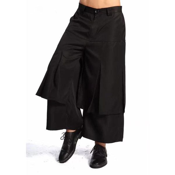 men's pants wide leg korean version dark tide loose fashion fake two-piece harlan straight nine point, Black
men's pants wide leg korean version dark tide loose fashion fake two-piece harlan straight nine point, Black