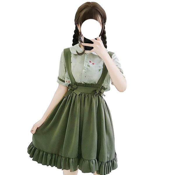 school girls cute suspender japanese lolita cosplay kawaii a-line pleated skirt korean style vintage ruffle green skirts, Black
school girls cute suspender japanese lolita cosplay kawaii a-line pleated skirt korean style vintage ruffle green skirts, Black