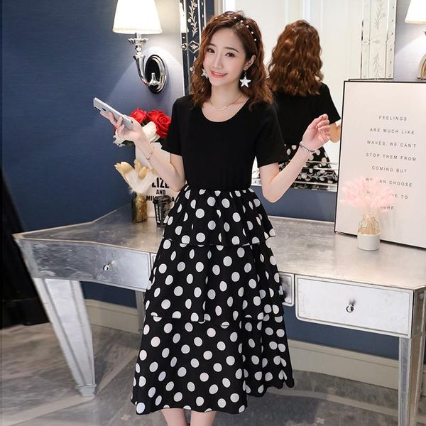 maternity dresses 8937# nursing clothing loose stylish polka dot dress for pregnant women pregnancy, White