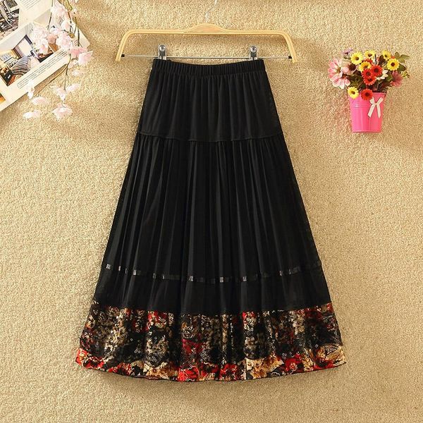 skirts fashion summer large women's patchwork skirt loose elastic waist pleated, Black
skirts fashion summer large women's patchwork skirt loose elastic waist pleated, Black